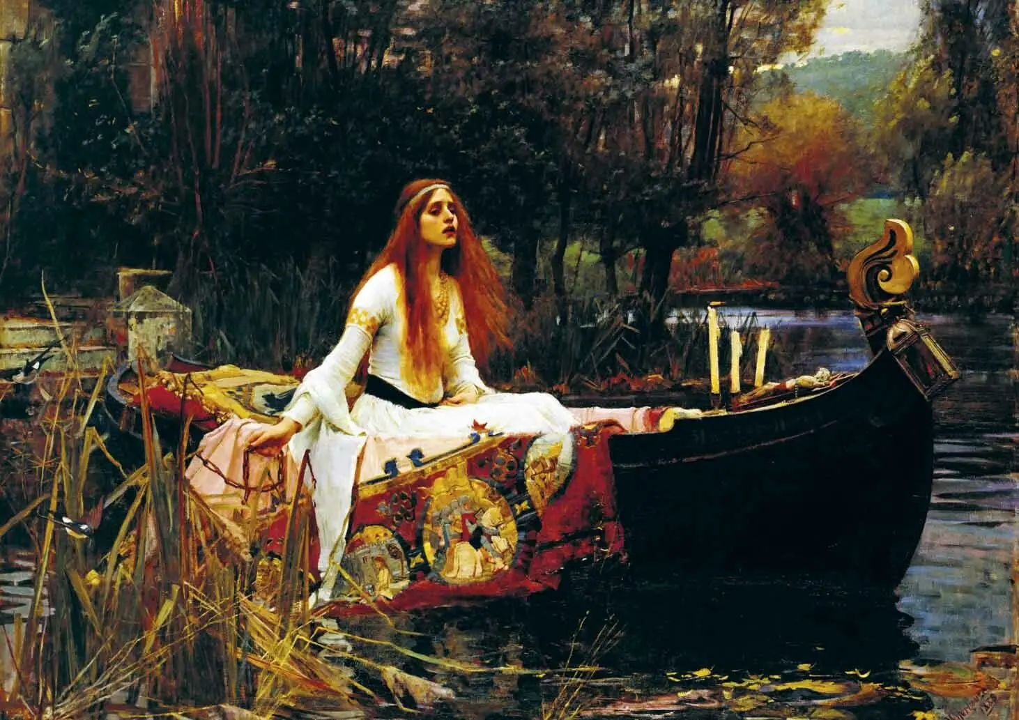 John William Waterhouse - The Lady of Shalott, Print Art Canvas Poster,Living Room Decor, Home Wall Picture