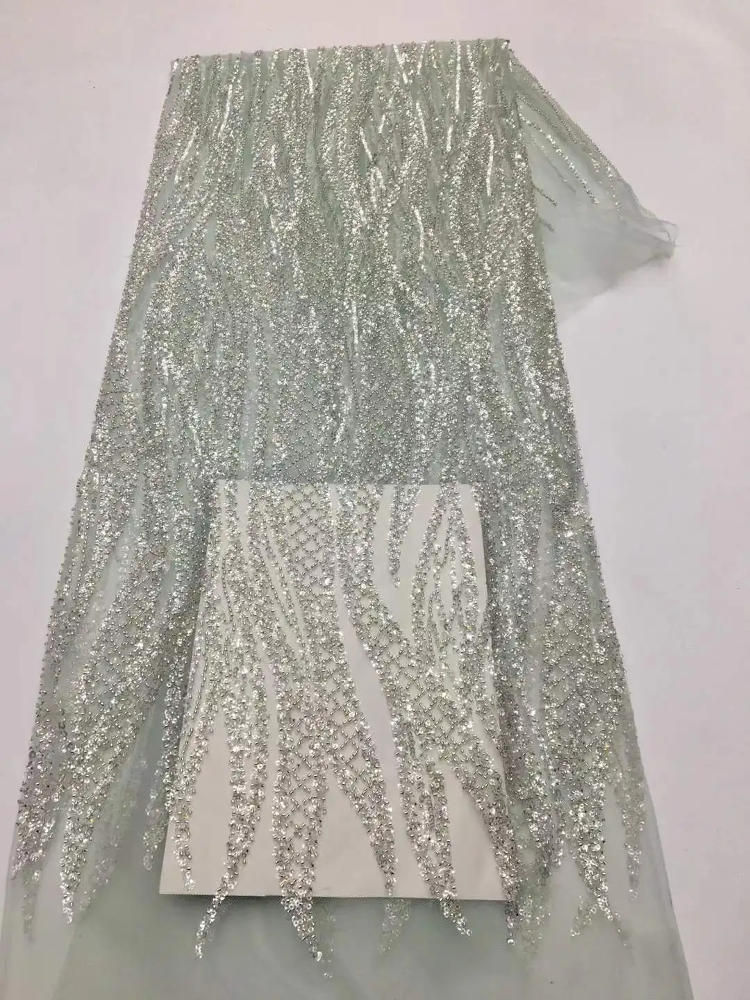 الراقية اليدوية مطرز أقمشة الدانتيل التطريز الدانتيل الفرنسي فستان الزفاف المطرزة أكوا تول النسيج، 10 ياردة