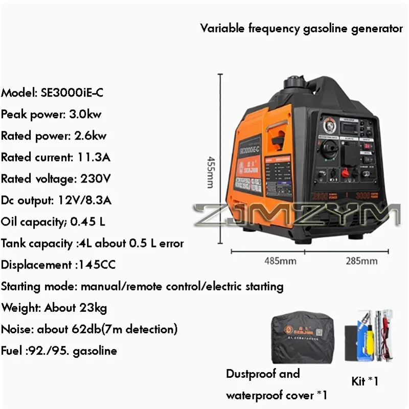 SE3000iE-c Silent Variable Frequency Generator 3 KW Portable Home Outdoor Camping Charging