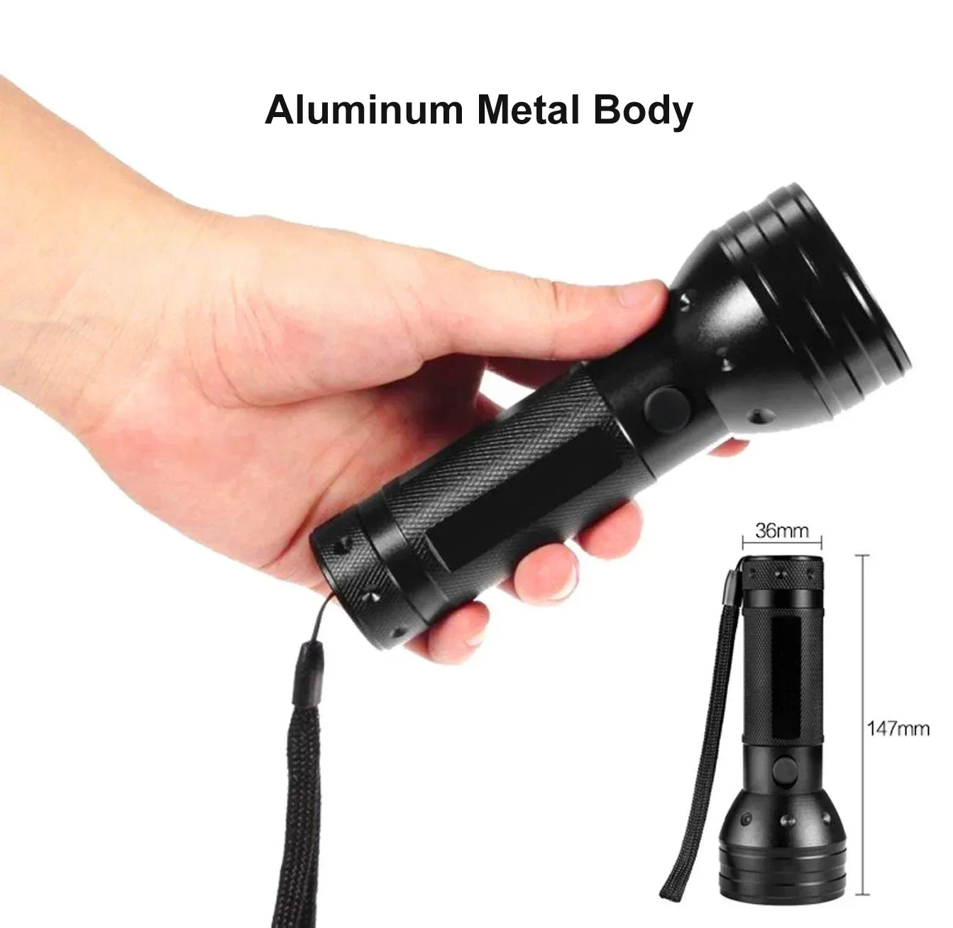 51 LED UV Light 395NM Blacklight Flashlight Aluminum Ultraviolet Lamp Black Light Torch for Pet Dog Urine Scorpion Inspection