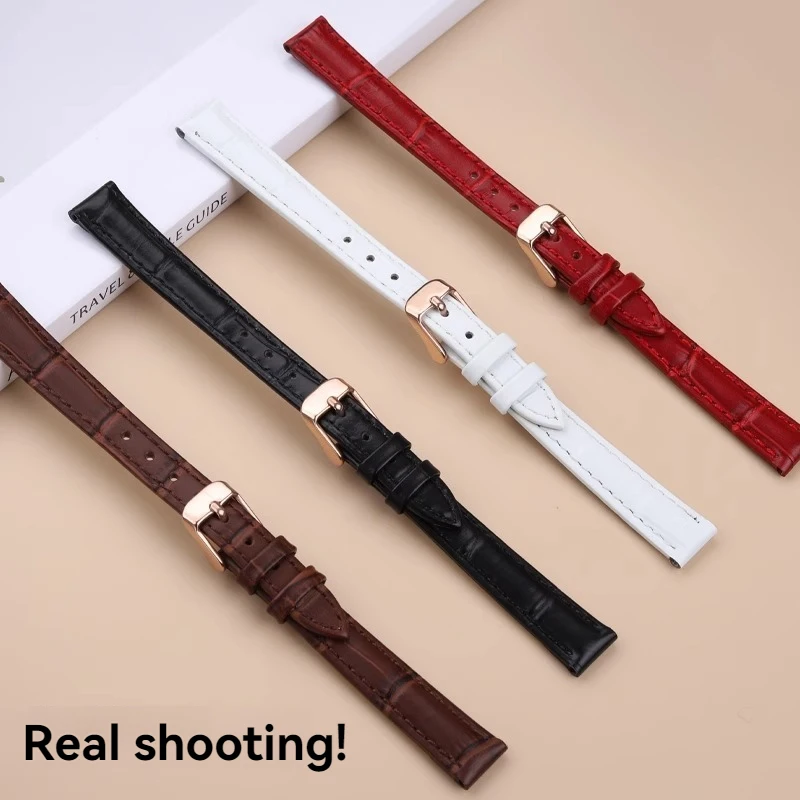 For Casio LTP-1094 LTP-1095 LTP-1192 Strap Women's Cowhide Watch Bands Bracelet 12mm Calfskin Watchband Black Brown Red White