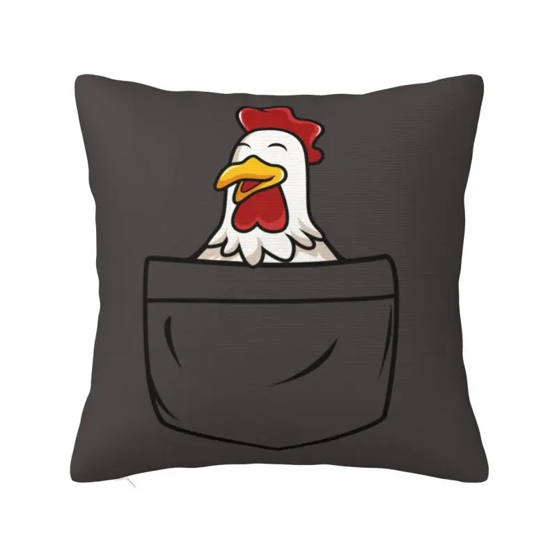 Custom Pocket Animal Rooster Cushion Cover 40x40cm Cartoon Chicken Velvet Modern Throw Pillow