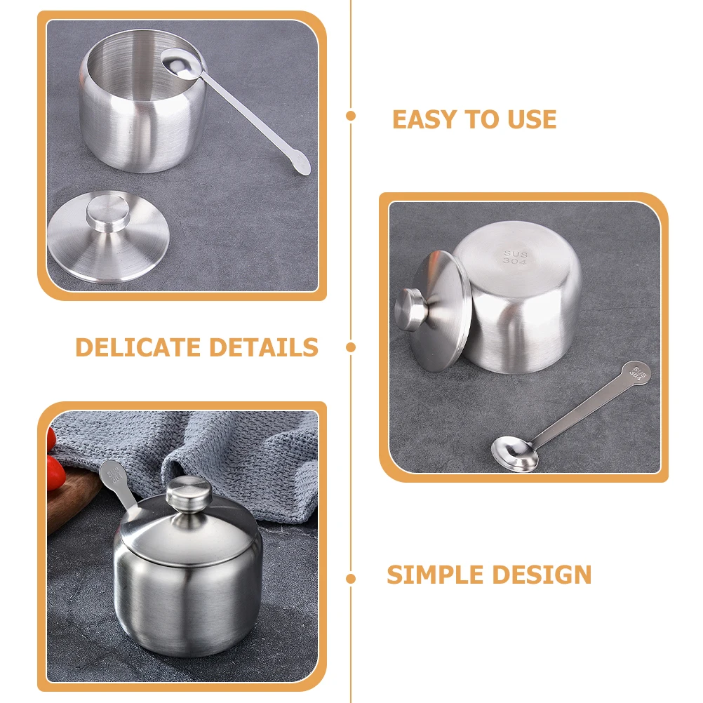 

3PCS Stainless Steel Seasoning Jars 304 Grade Salt Pepper Spice Containers Odor Free Condiment Holders Modern