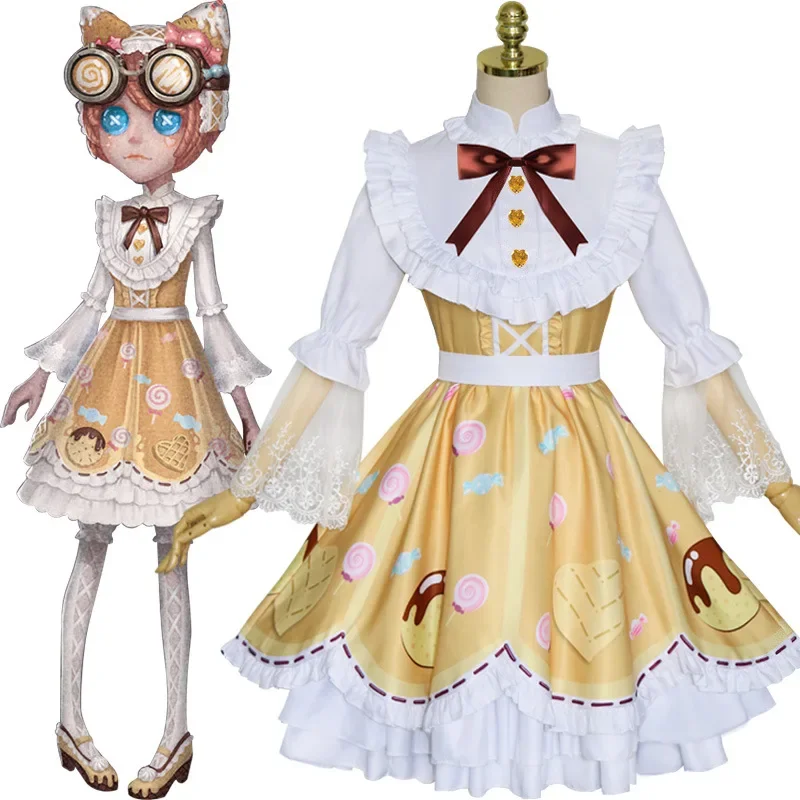 Spiel Identität v Cosplay Kostüm Mechaniker Süßigkeiten Mädchen Kleidung Rollenspiel Süße Lolita Uniform Party täglich Kleid Perücke Schuhe Set