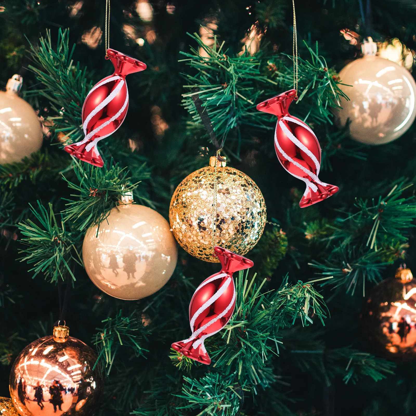 

30Pcs Xmas Candy Pendant Red Christmas Scene Layout Decorative Festival Hanging Item Christmas Candy Hanging Decor