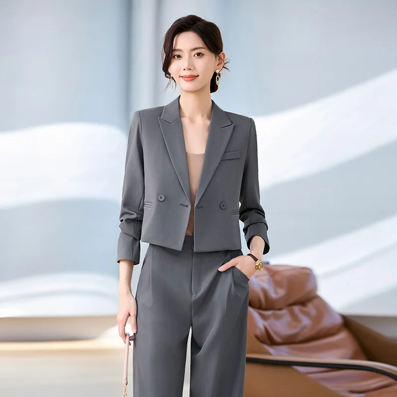 Women's short blazer suit for spring2025New stylish professional attire for petite individuals, elegant casual blazer for commut