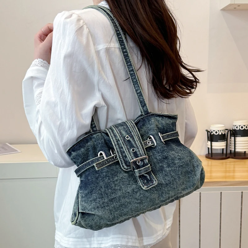 

Высококачественная женская джинсовая сумка через плечо, модная однотонная сумка-кроссбоди для женщин, повседневная женская сумка на молнии, сумка-мессенджер