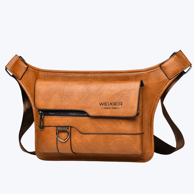 Men's Crossbody Shoulder Bags High Quality Chest Bags for Men Fashion Business Man Messenger Bag PU Leather Waist Bags