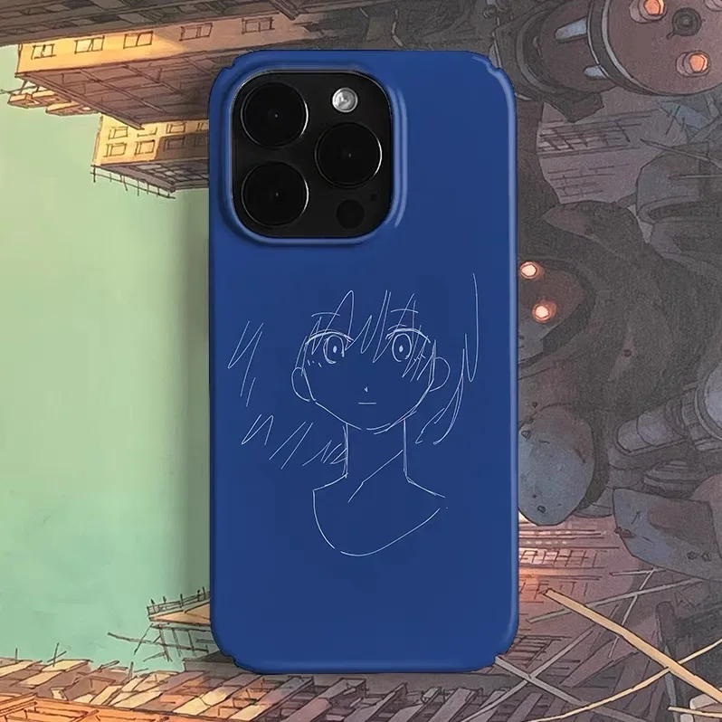

Ins Korean Blue Sketched Boy Phone Case for IPHONE 17 Air 16E 15 PROMAX 14 Plus 13 12 MINI 11 PRO 16Plus XR Acrylic Phone Cover