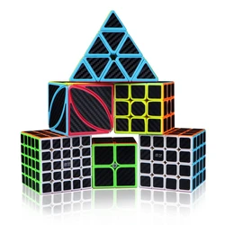 Qiyi Carbon Fiber Magic Cube 2x2 3x3 4x4 5x5 Profissional Speed Cube Pyramid Puzzle Cubo Educational Games for Children