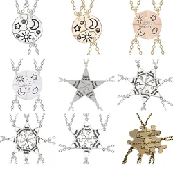 3/4/5/6/7/8/9/10PCS Aesthetic Best Friend Pendant Necklace for Women Adjustable Choker Chain Stars Moon Geometric Party Jewelry