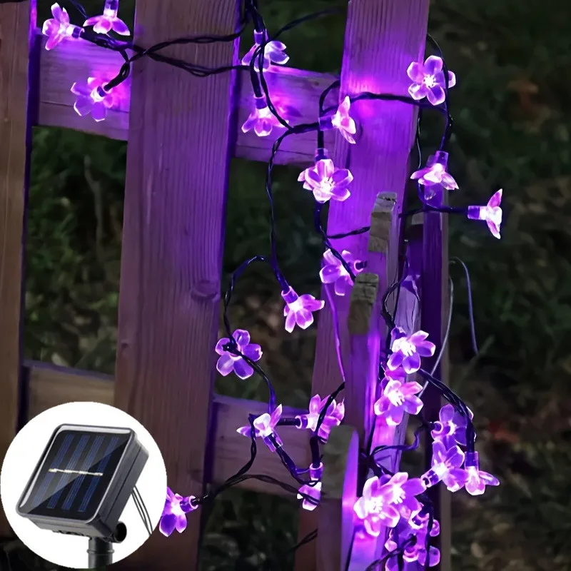 

8 Modes Cherry Blossoms String Light Wedding Decoration LED Garden Lights Outdoor Solar Christmas Party Decoration Fairy Lights