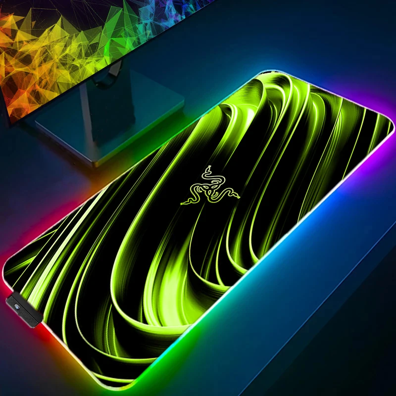

Роскошный коврик для мыши RGB со светодиодной подсветкой, игровые коврики, аксессуары для ПК, коврик для мыши Razer HD, резиновый удлиненный коврик, нескользящий настольный коврик, коврик для клавиатуры ноутбука