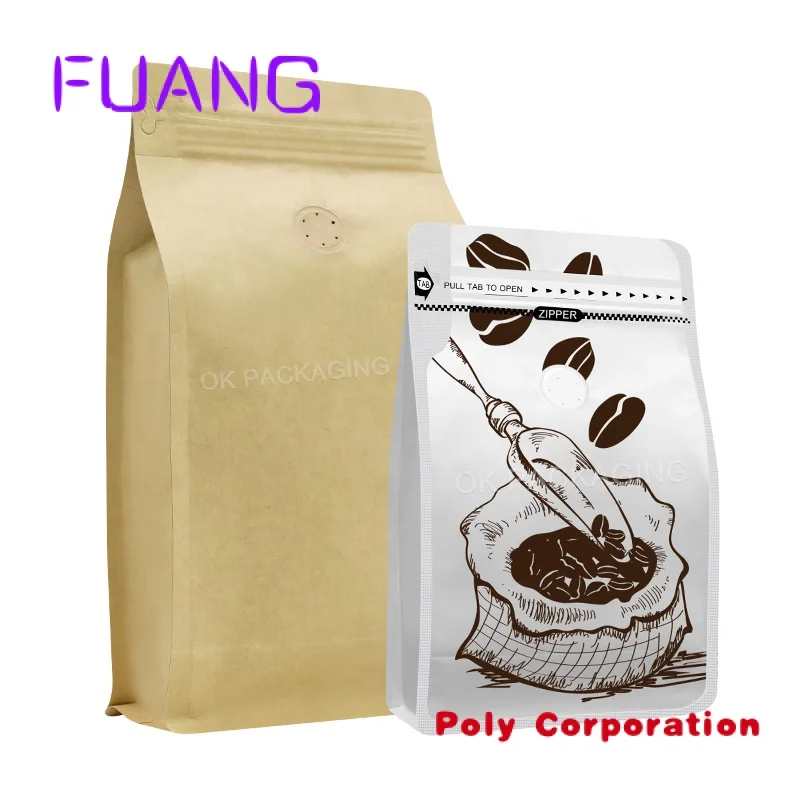 Sacos De Embalagem De Chá De Café De Fundo Liso Resealable Impresso Personalizado Mylar Stand Up Pouch Saco De Café Com Válvula E Zíper