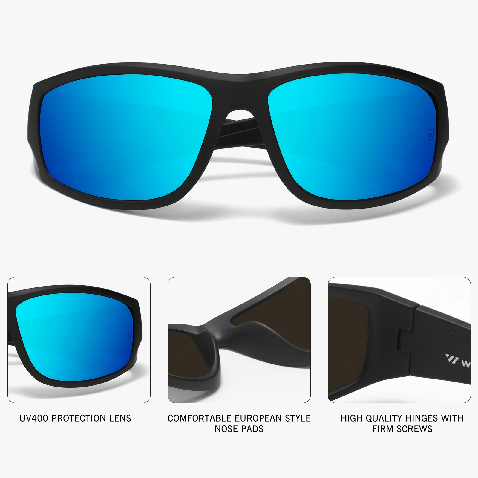 XL Wrap Around Sunglasses UV400 TR90 Ultralight Safety Z87 Impact XL Z87 Wraparound UV400 Safety Sunglasses TR90 Rectangle main image 2