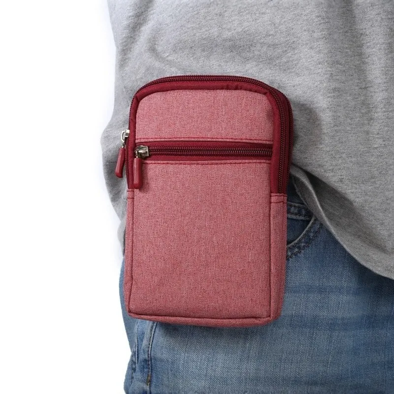 Portable Waist Packs Mobile Phone Bag Men Women Multifunctional Zipper Canvas Bag Hanging Purse Anti-theft Card Travel Bags Gift