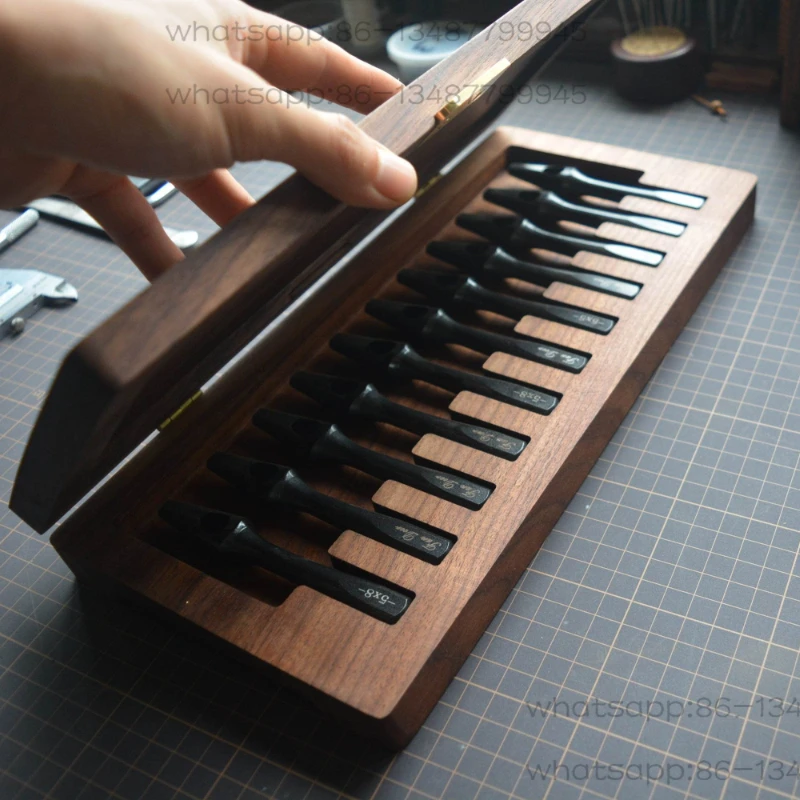 

Milucang Коробка для хранения из черного ореха Специальный лоток для хранения инструментов для разделения Специальный ящик для хранения кожаных изделий ручной работы