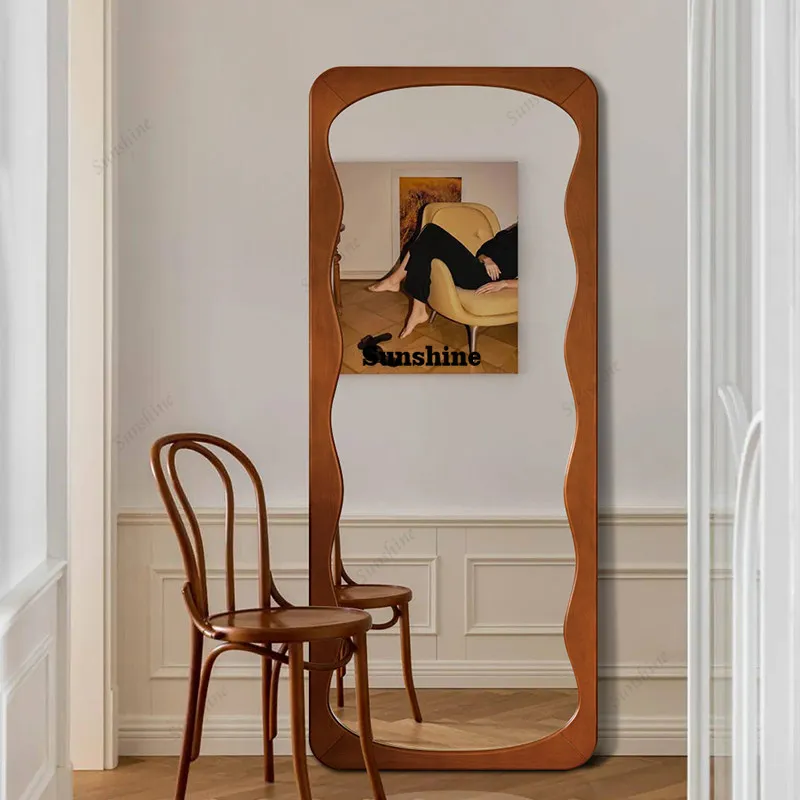 French medieval full-length mirror, cloakroom floor mirror, wave full-length mirror