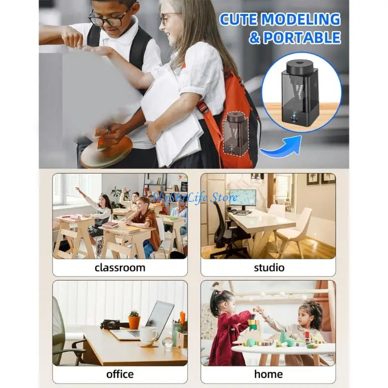 E65E Electric Pencil Sharpener Rechargeable for 6 mm to 12 mm Pencils, LED 5 Point Control, Large Shavings Bin for Classroom Art