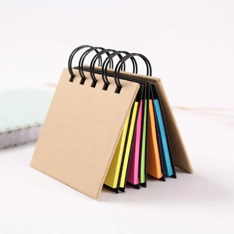 Y1UB Twin Coil Binding Adhesive Note Pad Fluorescent Color Label for Note Taking