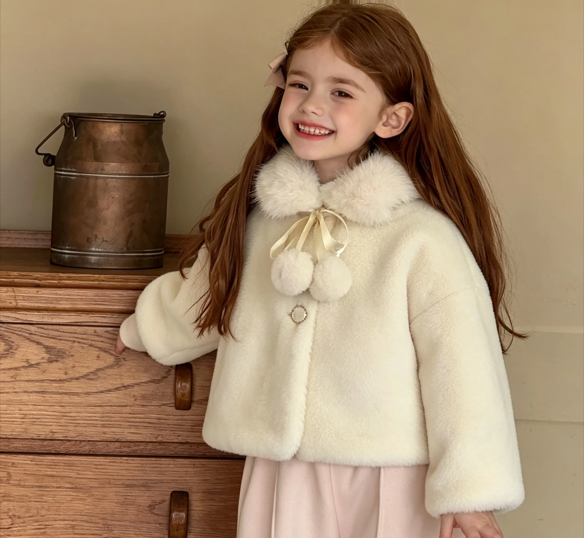 2026 New Kids Cape Princess Style Jacket Girls Wool Sweater Baby Cold Protection Christmas Outfit New Year Clothes