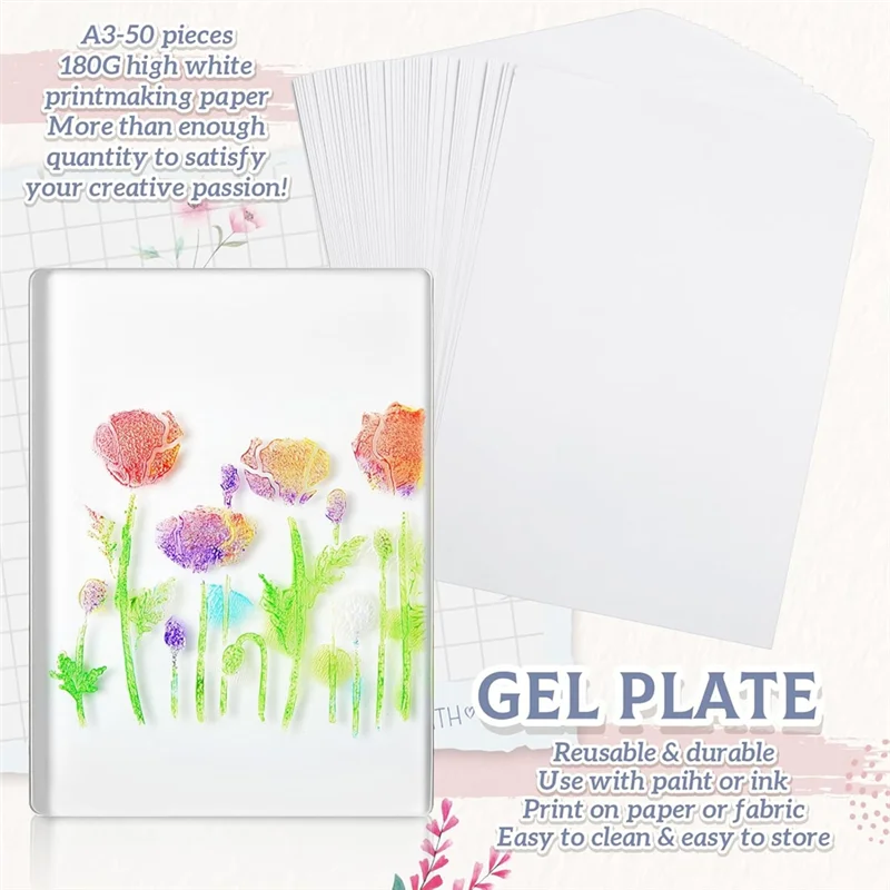 

【Горячее предложение】Набор пластин для гелевой печати 5X7 — с акриловой краской, бумагой и инструментами для смешанного искусства, изготовления карточек — для начинающих и искусств Cla