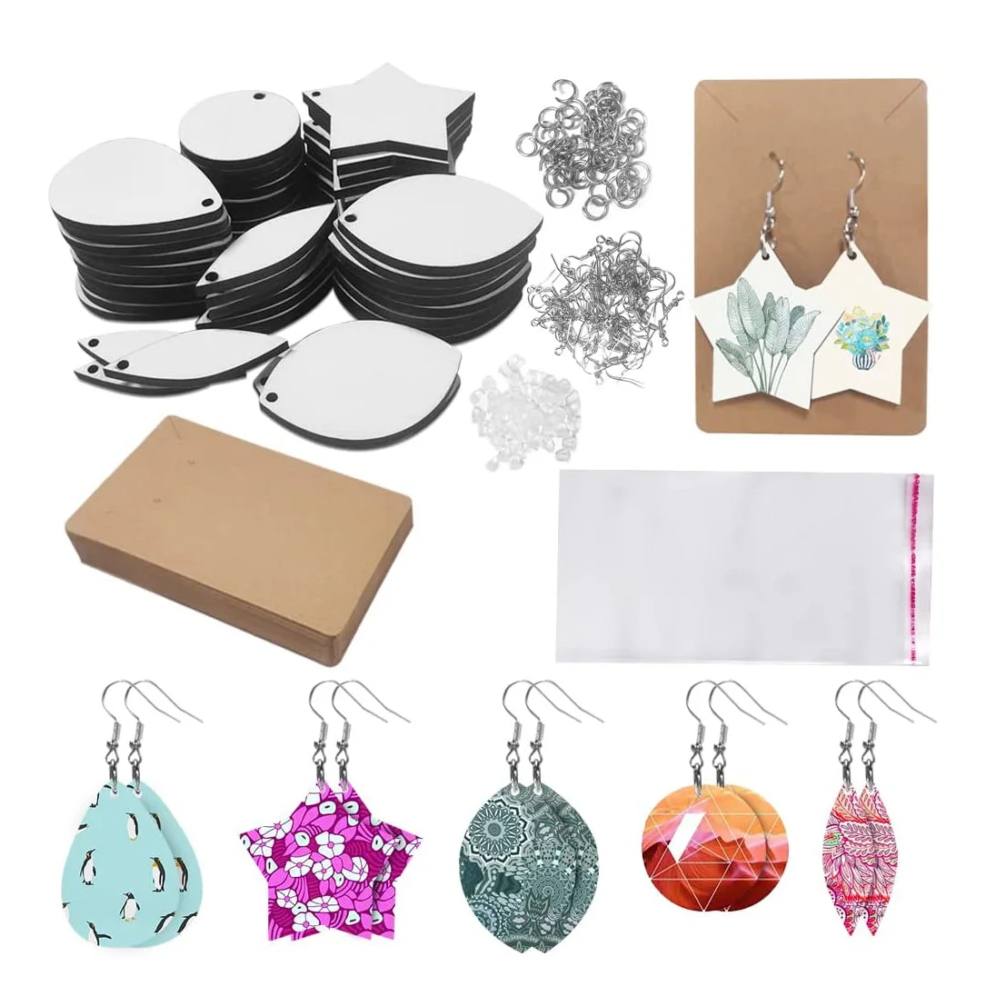 

Sublimation Blank Earrings, Various Patterns Heat Transfer Earrings Pendant with EarHook Earplugs for Jewelry DIY