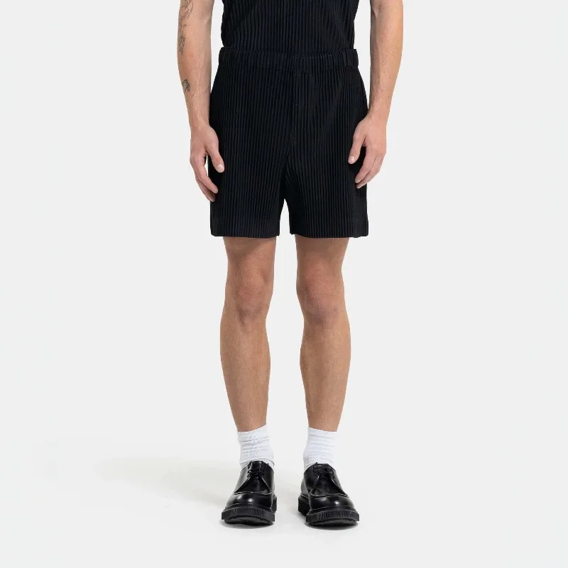 Miyake Pleated Men's Shorts Summer Fashion Simple Casual Elastic Waist Drawstring Five-Point Shorts Vacation Sports Men's Wear