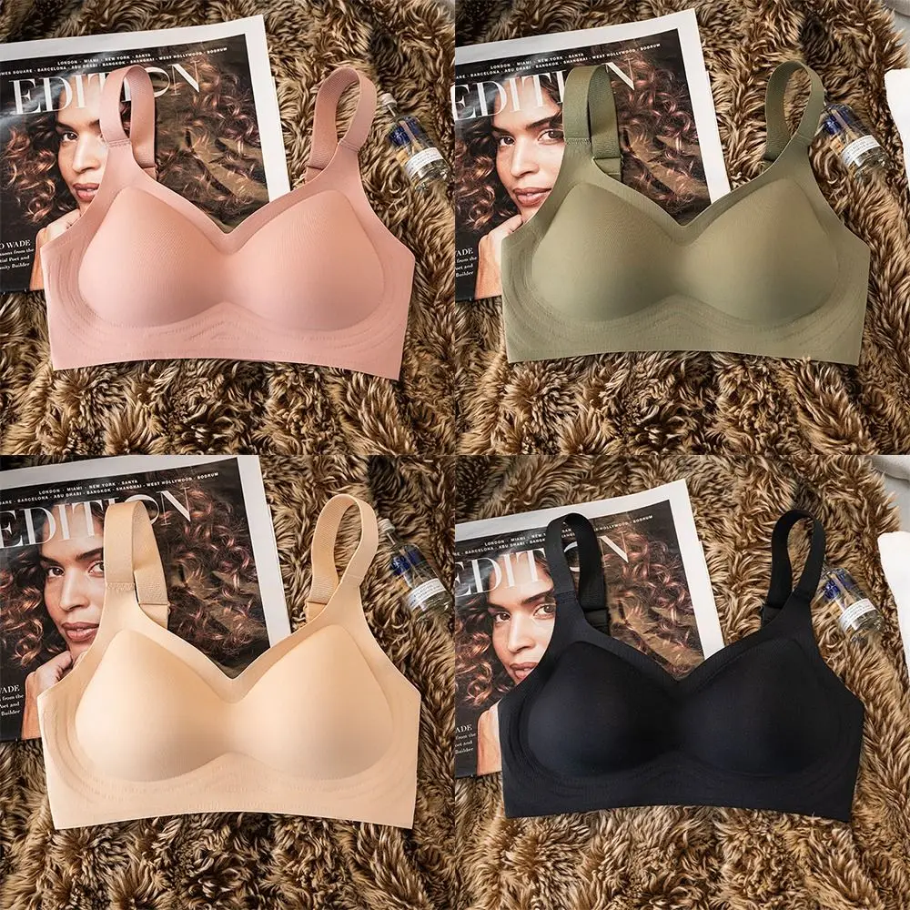 Solid Color Tube Top Underwear New No Steel Ring Thin Bra Women Underwear Breathable Jelly Soft Support Push Up Bra Female's