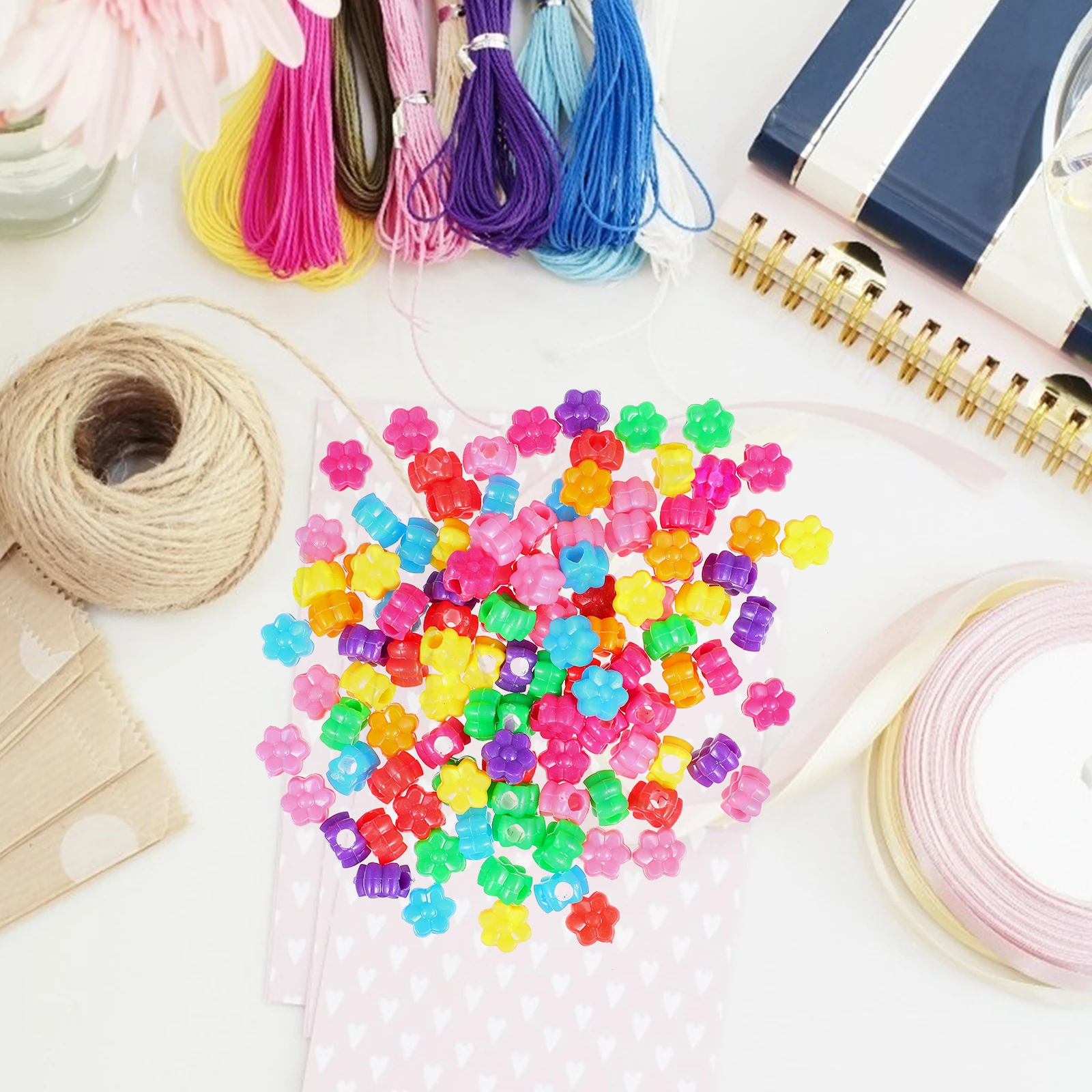 

4 Packs Bright Colorful Diy Plastic Beads With Holes For Jewelry Making Craft Materials Decorative Accessories Lovable Loose