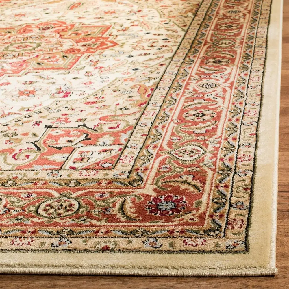 Ivory & Rust 8' Traditional Oriental Rug, Non-Shedding, Easy Care, Suitable for Living Room & Bedroom High Traffic (LNH330R)