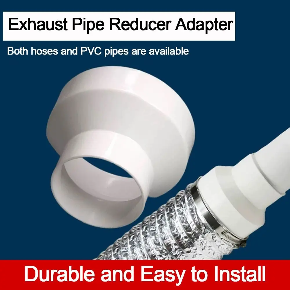 Practical ABS Exhaust Pipe Reducer Adapter White Portable Ventilation Pipe Fittings Ducting Connector