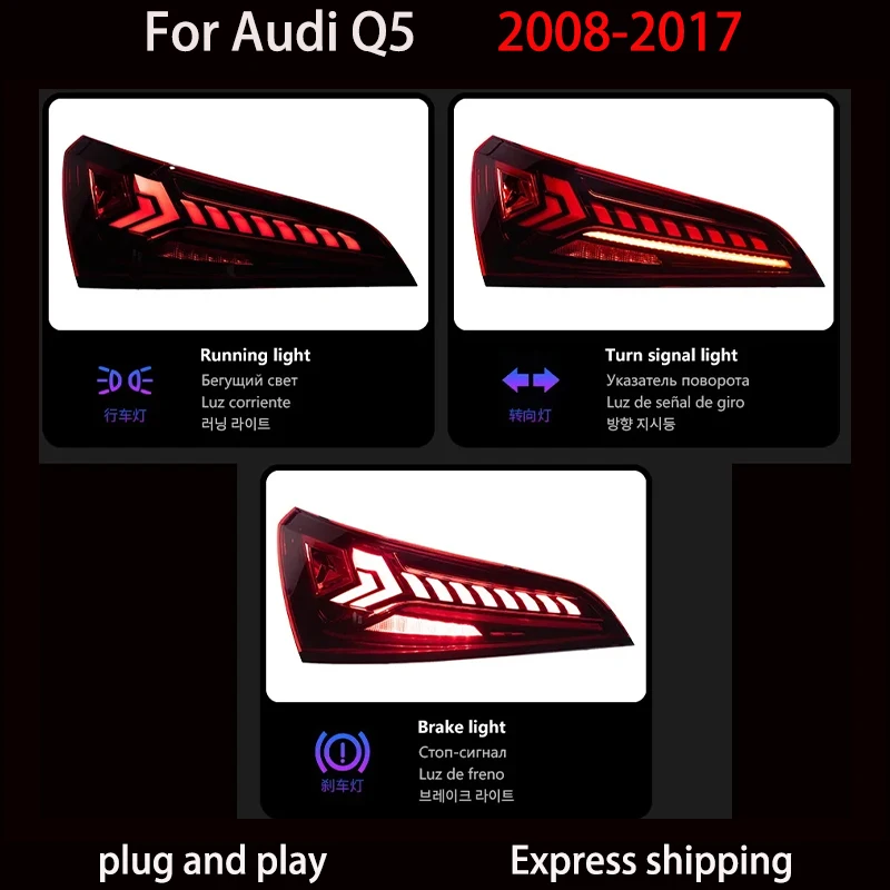 Per Audi Q5 2008-2017, fanali posteriori SQ5 8RLED, design Q7 migliorato, luci di segnalazione dinamiche, accessori automobilistici