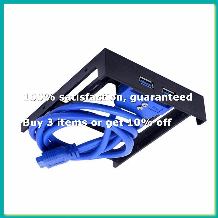 2 Ports USB 3.0 Front Panel Floppy Disk Bay 20 Pin USB3.0 Hub Expansion Cable Adapter Plastic Bracket for PC Desktop-DTD2