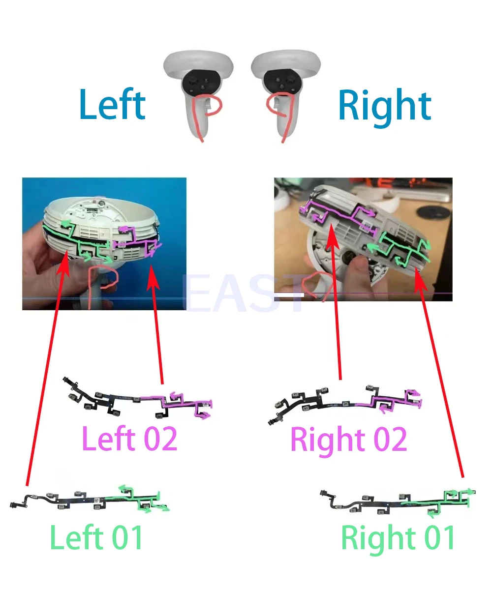 الأصلي تحديد موقع حلقة الكابلات المرنة ل ميتا كوة كويست 2 VR مقبض تحكم إصلاح استبدال جزء Accessory330-00912 00913