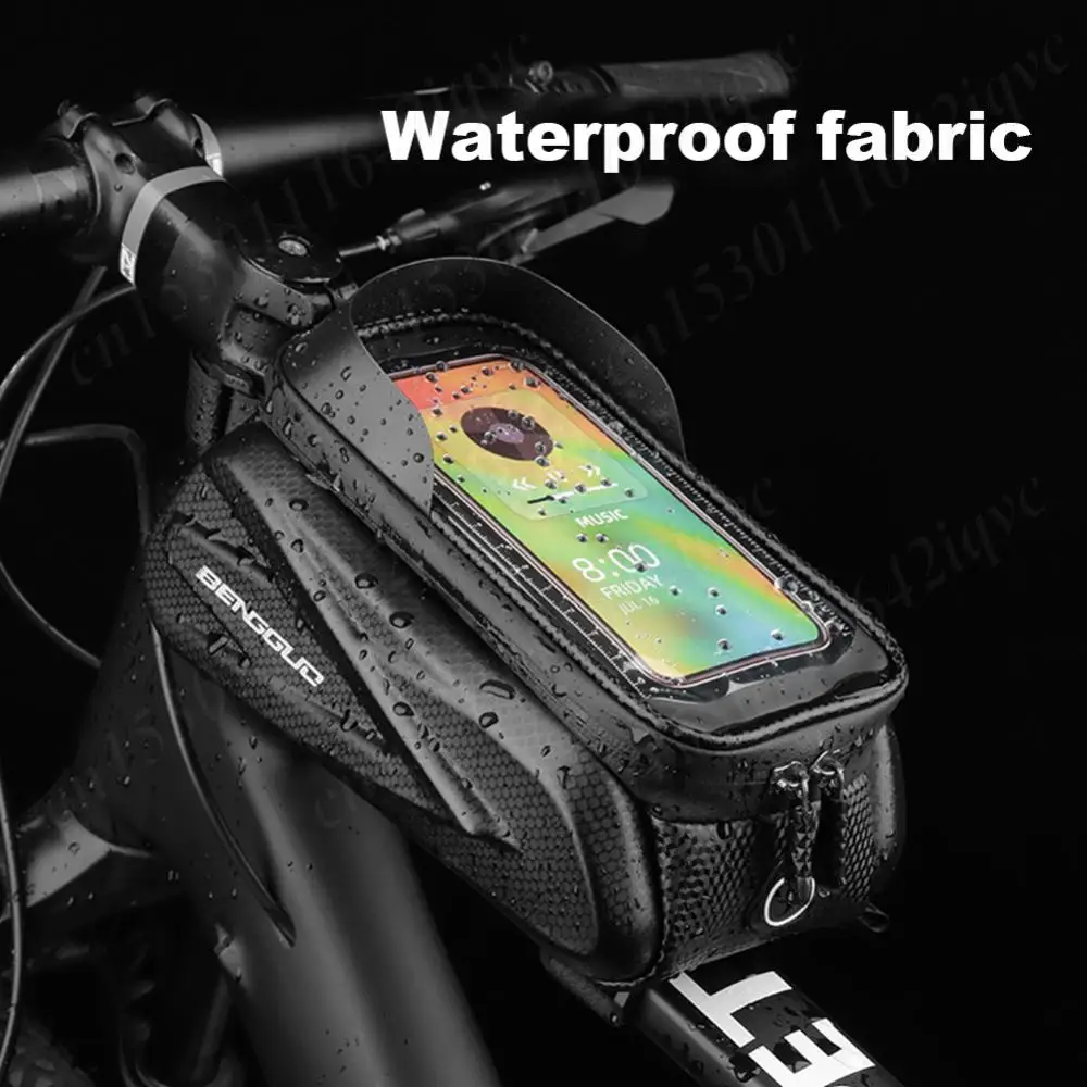 Bicycle Front Frame Bag Touchable Screen Waterproof Bike Top Tube Bag EVA Hard Shell Road Bike Bags Bikepacking Cycling Pouch