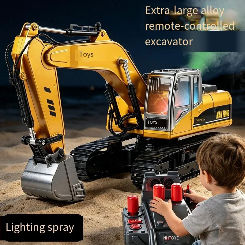Extra Large Alloy Remote Controlled Excavator Toy Electric RC Construction Digger Vehicle Digging Action Engineering Play Toy
