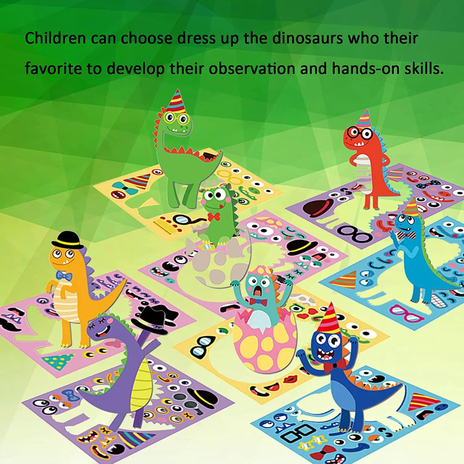 DIY Reusable Stickers Make Animal Face Assembling Puzzles Cute Dinosaur Stickers Gift Recognition Training Toys for Girls Boys