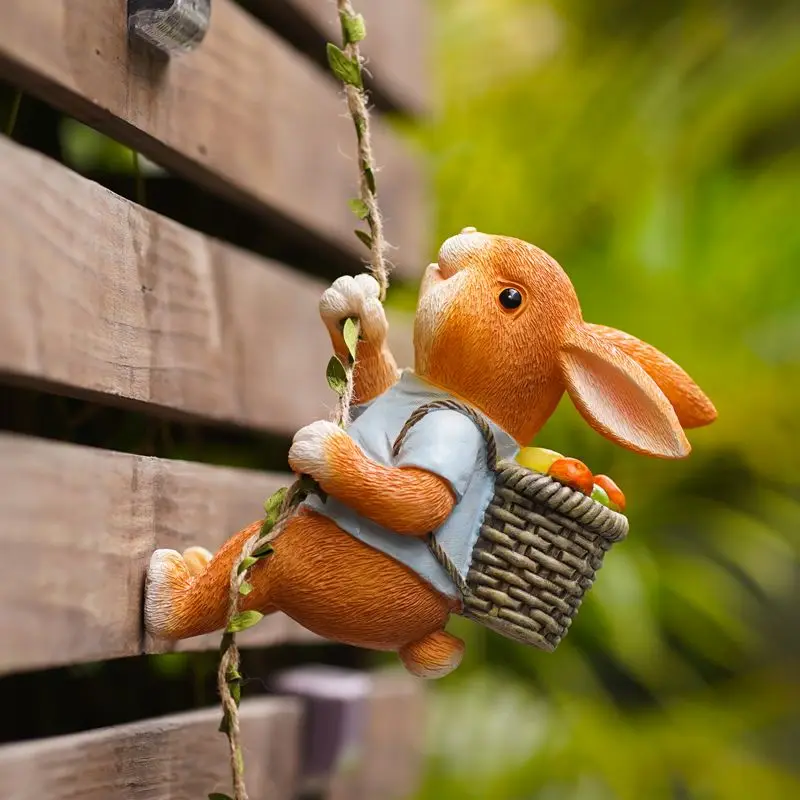 

Cute animal climbing ornaments, bunny wall hanging, outdoor garden pot hanging courtyard climbing trees on the landscape