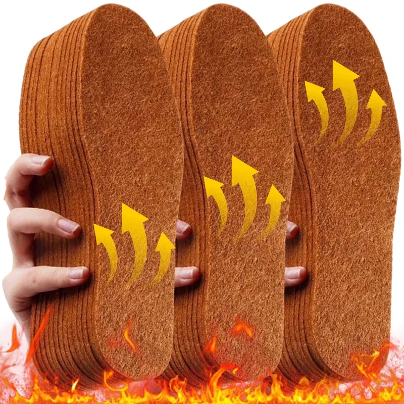 Solette in feltro di lana di cammello premium Inserti termici per piedi per cuscini traspiranti per la stagione fredda per mantenere i piedi caldi e spessi