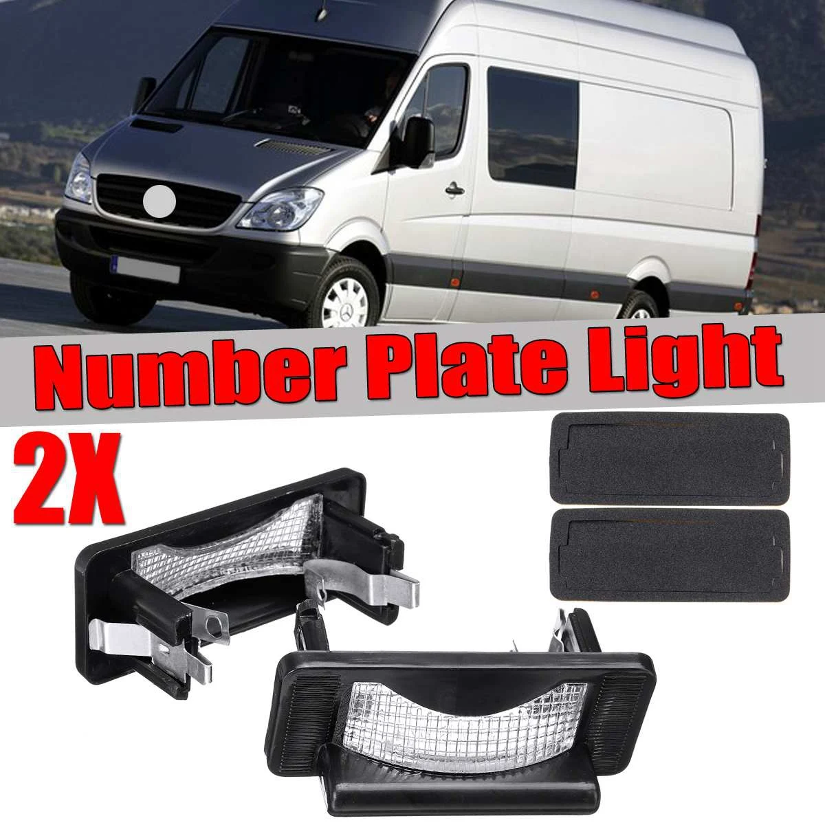 1 Pair Car License Plate Lamp Light Number Plate Light for Mercedes Sprinter for LT 1995-2006 9018200156