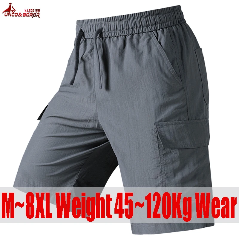 

Plus Size 7XL 8XL American Cargo Shorts Men Casual Gym Running Short Summer Elastic Waist Outdoor Camping Hiking Shorts Clothing