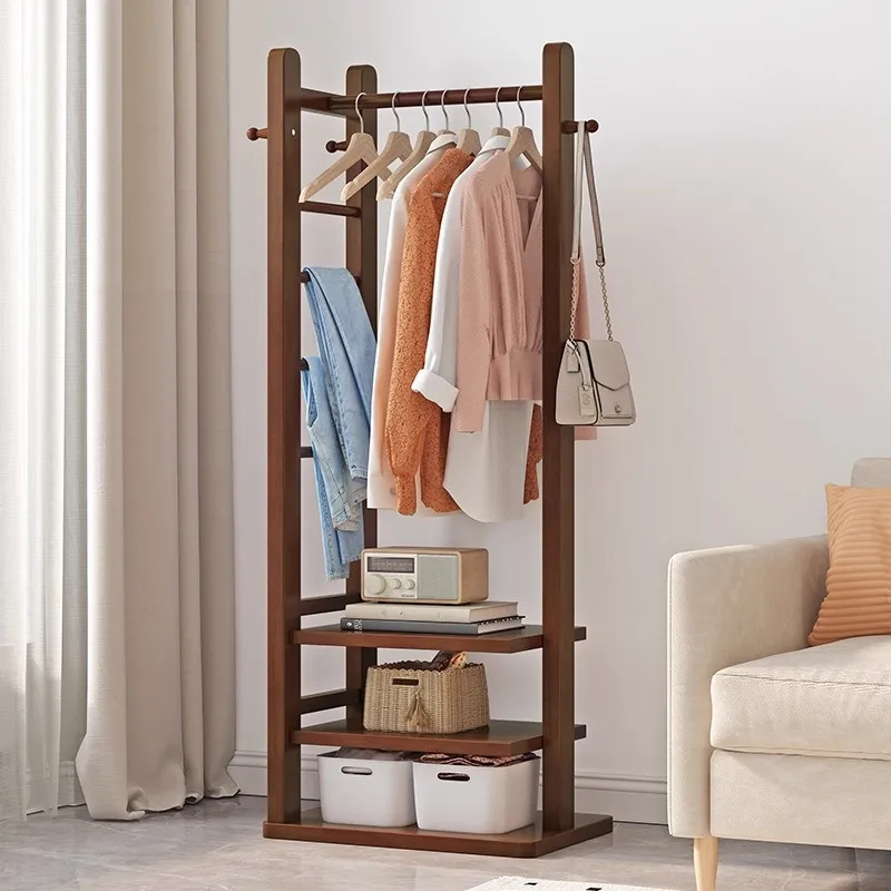 رف معطف من الخشب الصلب، رف ملابس صغير لغرفة النوم من الأرض إلى السقف، رف ملابس عمودي داخلي #3