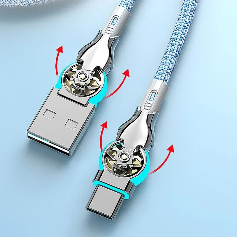 Fast Charging 180 Degree Rotation Cable Alloy Micro Type C Data Cable for Huawei Samsung Xiaomi Braided Phone Charger Accessory
