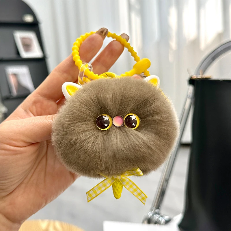 Cute Cartoon Plush Little Cat Pendant Keychain For Women Girls Kawaii Creative Fashion Backpack Decoration Accessories Gifts