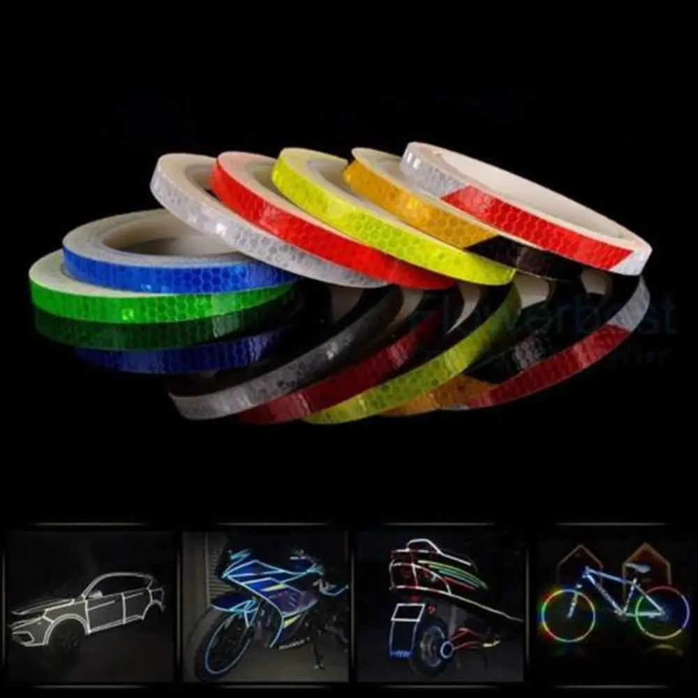 1 PC Bright  Safe Warning Effect Waterproof Car Stickers  Tire Applique  Bike Rim Decoration Motorcycle Reflective Decals