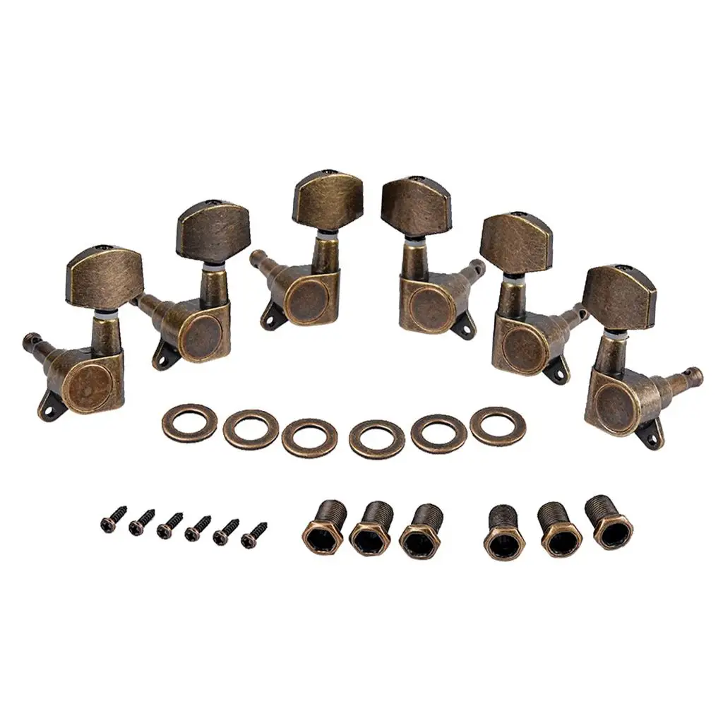 6pcs 3R 3L Acoustic Guitar String Tuning Peg Tuner Machine Heads Bronze