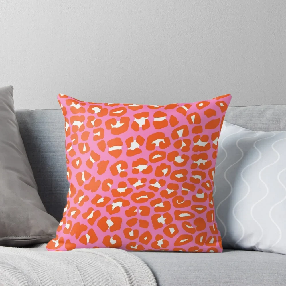 

Pink and Orange Leopard Spots Print Pattern Throw Pillow Couch Cushions Luxury Pillow Cover Cusions Cover