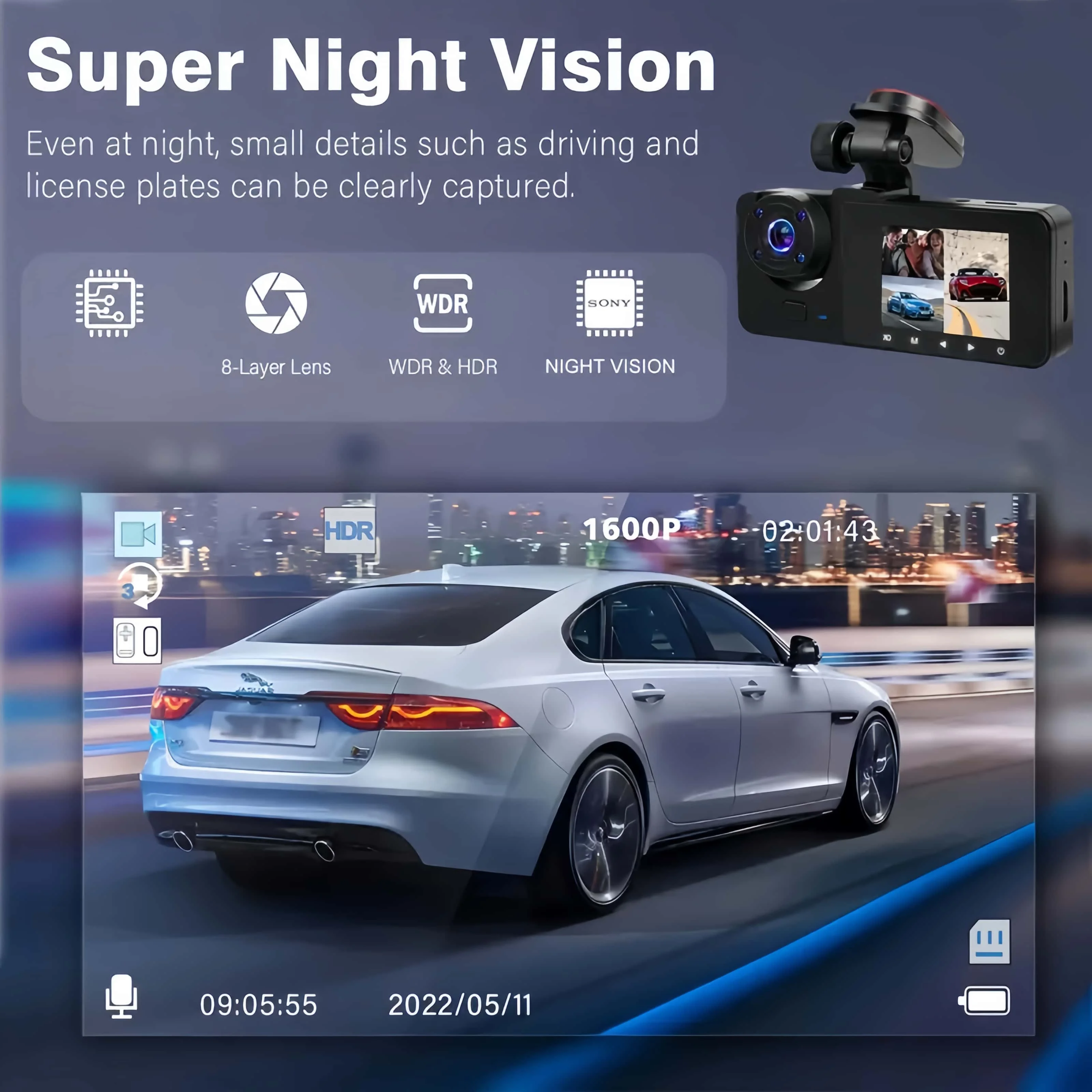 هدية العيد النهائية! كاميرا داش ثلاثية 4K مع شاشة 2 بوصة، رؤية ليلية بالأشعة تحت الحمراء وبطاقة سعة 32 جيجابايت. وضع ركن السيارة 24/7. أمامي/خلفي/كابينة