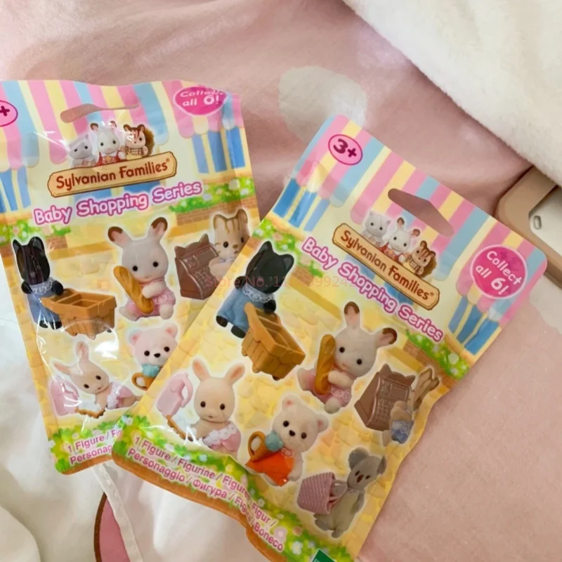 Sylvanian famílias caixa cega bebê mini figura vestir floresta família bolo caixa misteriosa saco da sorte bonito aniversário para crianças presentes